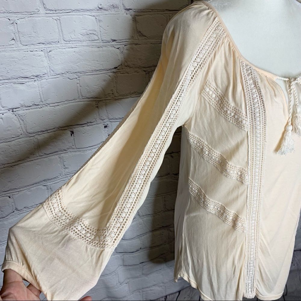 Lucky Brand Peach lace peasant top - Picture 3 of 11